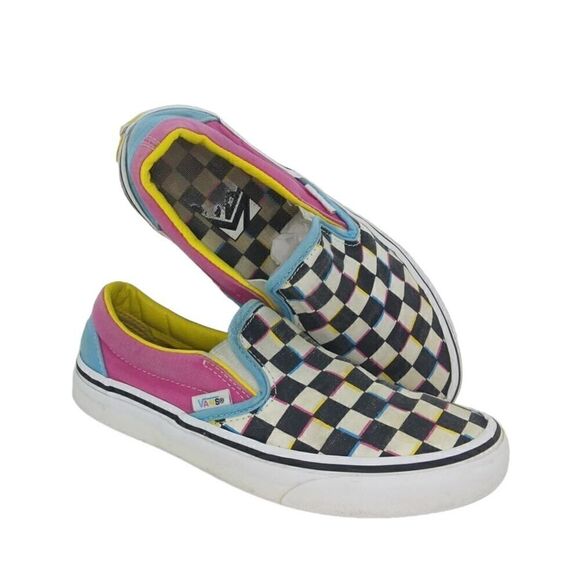 VANS Off the Wall Womens Pre-owned Multi-Colored Checkered Sneakers - sz. 5 - Picture 1 of 6